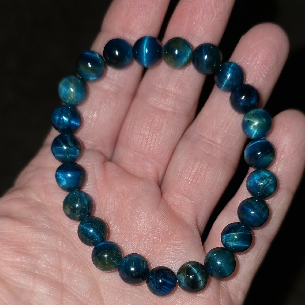 8mm blue tiger eye bracelet - Picture 4 of 4